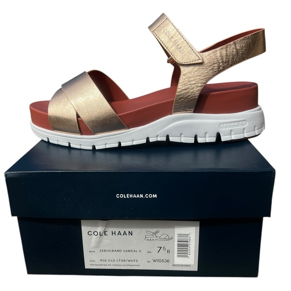 Cole Haan Women's ZERØGRAND Sandal in Gold and White NIB 7.5 - Picture 1 of 8
